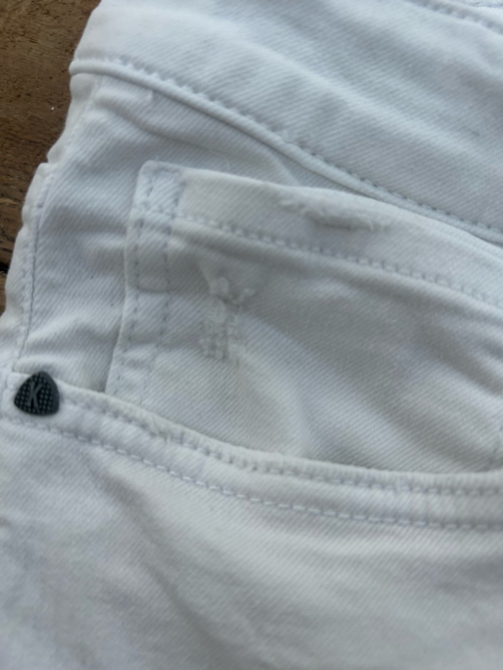 Kut from the Kloth White Frayed Denim Shorts - Picture 5 of 8